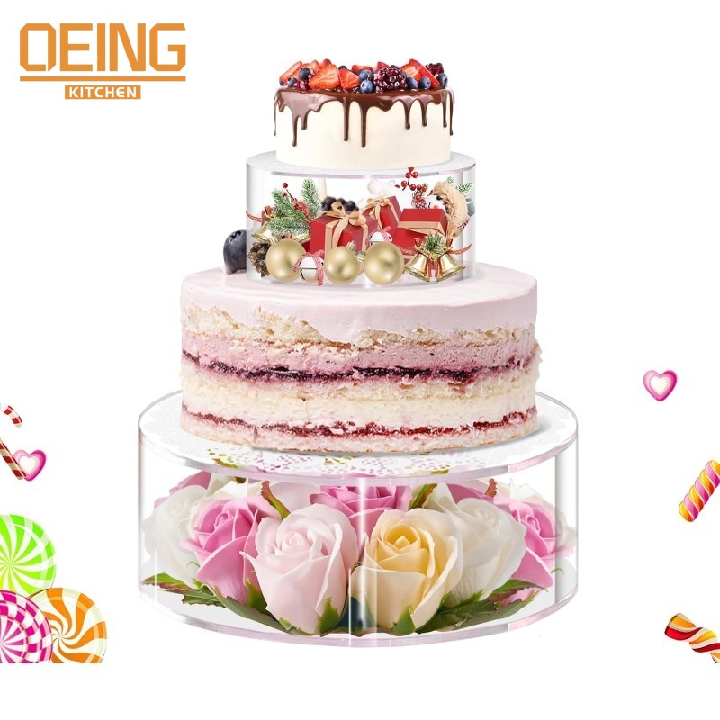 Display Risers Set - 2/3 Pcs Acrylic Clear Cake Stand